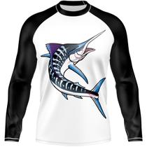 Camiseta Camisa Blusa Ranglan Pesca Peixe Marlin Espada Com Proteção Uv50