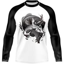 Camiseta Camisa Blusa Ranglan Pesca Robalo Monocromatico Com Proteção Uv50 Camiseta Camisa Blusa Ranglan Pesca Robalo Monocromatico Com Proteção Uv50