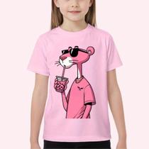 Camiseta camisa blusa tshirt estampada pantera cor de rosa desenho antigo moda infantil juvenil