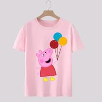 Camiseta camisa blusa tshirt peppa pig george escolar menina menino em alta moda infantil juvenil peppa balão