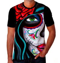 Camiseta Camisa Caveira Mexicana Masculina Femenina Tatoo 4_x000D_