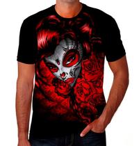 Camiseta Camisa Caveira Mexicana Masculina Femenina Tatoo 9_x000D_
