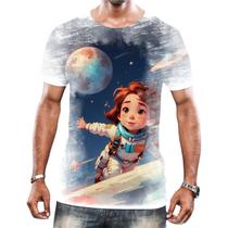 Camiseta Camisa Crianças Astronautas Planetas Galáxias 13