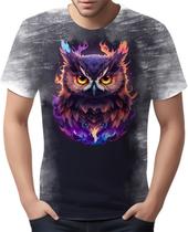 Camiseta Camisa Estampada Coruja Fogo Ilustração Moda 3