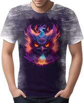 Camiseta Camisa Estampada Coruja Fogo Ilustração Moda 4 Camiseta Camisa Estampada Coruja Fogo Ilustração Moda 4