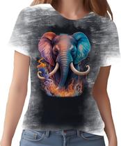 Camiseta Camisa Estampada Elefante Fogo Ilustração Moda 2