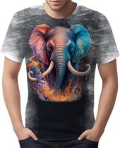 Camiseta Camisa Estampada Elefante Fogo Ilustração Moda 4