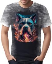 Camiseta Camisa Estampada Pitbull Cachorro Guarda Cão 2 Camiseta Camisa Estampada Pitbull Cachorro Guarda Cão 2
