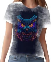 Camiseta Camisa Estampada T-shirt Face Coruja Neon Ave 1 Camiseta Camisa Estampada T-shirt Face Coruja Neon Ave 1