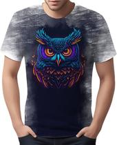 Camiseta Camisa Estampada T-shirt Face Coruja Neon Ave 2 Camiseta Camisa Estampada T-shirt Face Coruja Neon Ave 2
