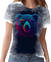 Camiseta Camisa Estampada T-shirt Face Urso Neon Moda 1