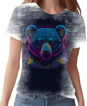 Camiseta Camisa Estampada T-shirt Face Urso Neon Moda 3