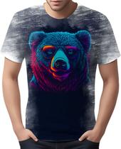 Camiseta Camisa Estampada T-shirt Face Urso Neon Moda 4