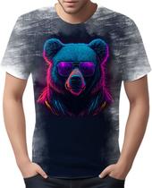 Camiseta Camisa Estampada T-shirt Face Urso Neon Moda 5 Camiseta Camisa Estampada T-shirt Face Urso Neon Moda 5