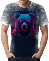 Camiseta Camisa Estampada T-shirt Face Urso Neon Moda 5