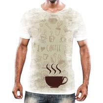 Camiseta Camisa Estampas Eu amo Café Coffee Grãos Arte HD 2