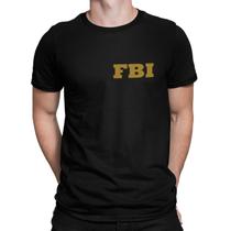 Camiseta Camisa FBI Policia EUA Federal Masculina Preto