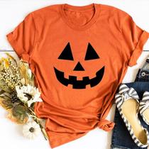 Camiseta Camisa Feminina Básica Halloween Dia Das Bruxas Abóbora Camiseta Camisa Feminina Básica Halloween Dia Das Bruxas Abóbora