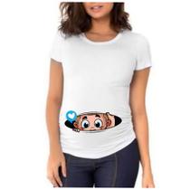 Camiseta camisa feminina chá de bebê revelação menino grávida Camiseta camisa feminina chá de bebê revelação menino grávida