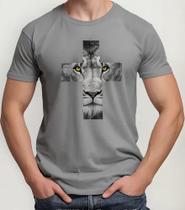Camiseta Camisa Feminina Masculina Adulto Algodão Gospel Religiosa Evangélica Leão de Judá Cruz