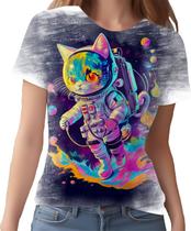 Camiseta Camisa Galaxias Gato Astronauta Fofo Marte Lua 3