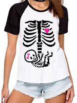 Camiseta camisa gestante esqueleto bebê gravida gravidez