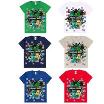 camiseta camisa Infantil Jogo craft Personagem Algodão