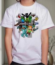 Camiseta Camisa Infantil Juvenil Menina Menino Gamer Blocos Mine Roupa Craft MD1