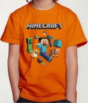 Camiseta Camisa Infantil Juvenil Menina Menino Gamer Blocos Mine Roupa Craft MD2