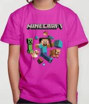 Camiseta Camisa Infantil Juvenil Menino Menina Gamer Blocos Mine Roupa Craft MD2