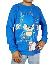 Camiseta Camisa Infantil Manga Longa Sonic Algodão