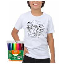 Camiseta camisa infantil menino para colorir futebol canetinhas Camiseta camisa infantil menino para colorir futebol canetinhas