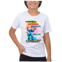 Camiseta camisa infantil unissex criança autista espectro autismo respeito