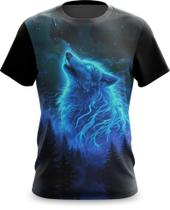 Camiseta Camisa Lobo Astuto com Raio nos Olhos