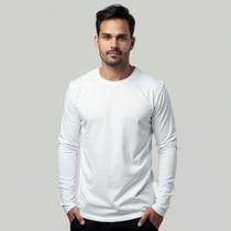 Camiseta Camisa Manga Longa Masculina Slim Algodão Gola Redonda