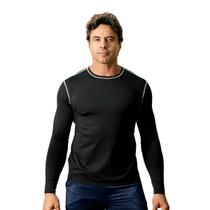 Camiseta Camisa Manga Longa Proteção UV Masculina Cor Preta