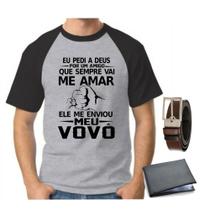 Camiseta camisa masculina avô vovô melhor amigo dia dos pais carteira e cinto