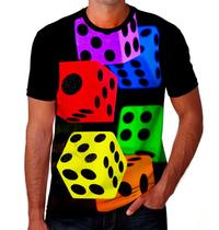 Camiseta Camisa Masculina Cubo Magico Dado Jogo Cassino 7_x000D_