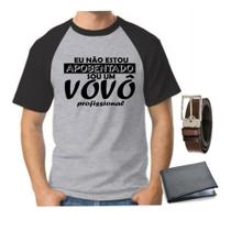 Camiseta camisa masculina dia dos pais vovô profissional avô cinto e carteira