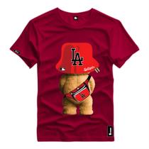 Camiseta Camisa Masculina Estampada Urso Chapéu Style Top Blusa Algodão Premium Básica