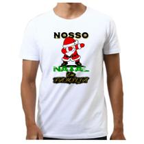 Camiseta camisa masculina feliz natal em família papai noel barato