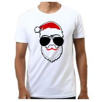 Camiseta camisa masculina papai noel óculos festa fim de ano