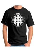 Camiseta camisa medalha de São Bento cruz católica Camiseta camisa medalha de São Bento cruz católica