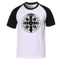 Camiseta camisa medalha de São Bento cruz santo Camiseta camisa medalha de São Bento cruz santo