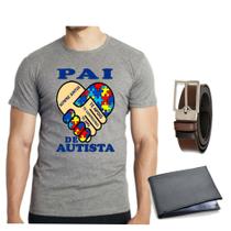 Camiseta camisa pai de autista dia dos pais cinto carteira