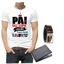 Camiseta camisa pai herói favorito dia dos pais carteira cinto