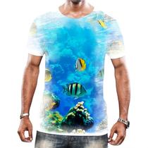 Camiseta Camisa Paisagem Fundo do Mar Peixes Animais HD 6