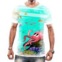Camiseta Camisa Paisagem Fundo do Mar Peixes Animais HD 7