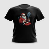 Camiseta Camisa Papai Noel Fumando e Jogando