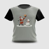 Camiseta Camisa Papai Noel Jogando Basquete Natal